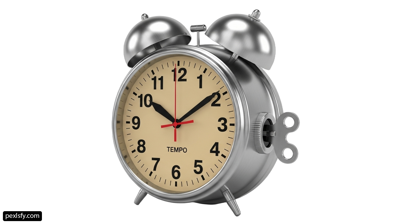 Silver alarm clock with red hands on a white background png transparent background