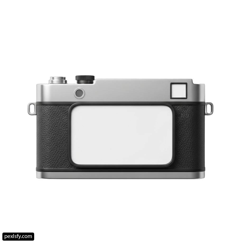 Silver and black camera with a white background png transparent background