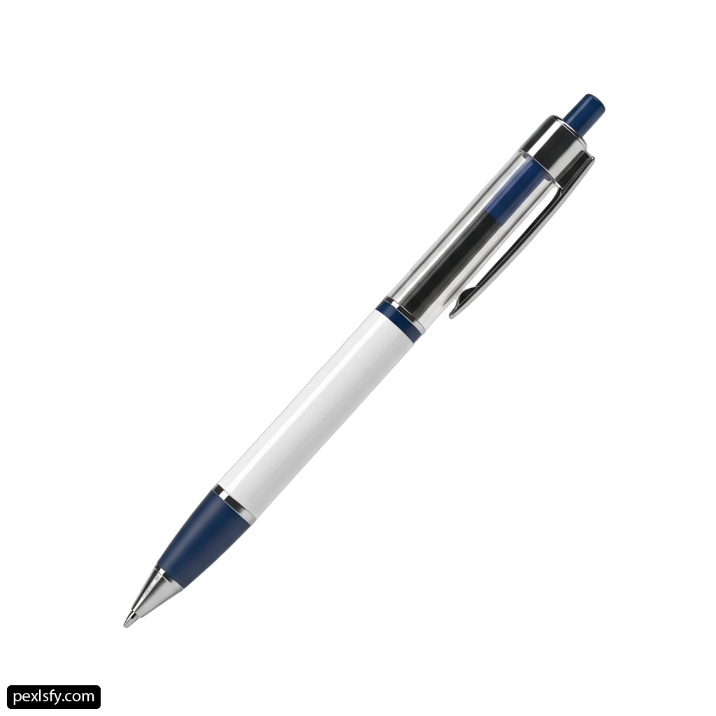 Silver and blue pen on a white background png transparent background