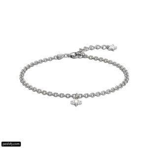Silver bracelet with a star charm on it png transparent background