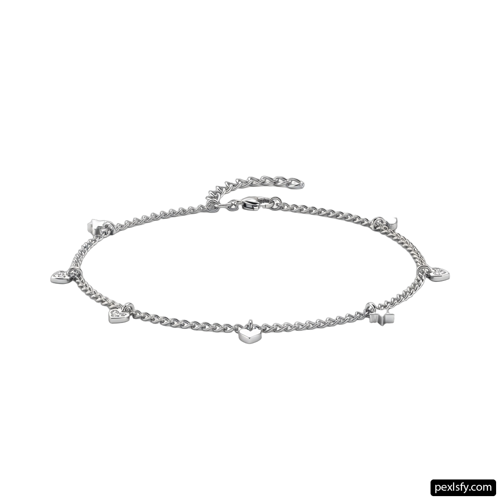 Silver bracelet with hearts on it png transparent background