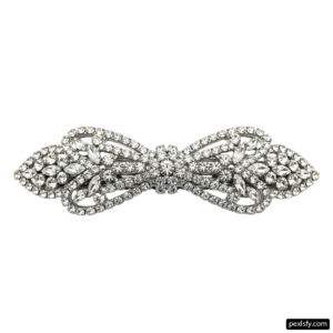 Silver brooch with a large bow on it png transparent background