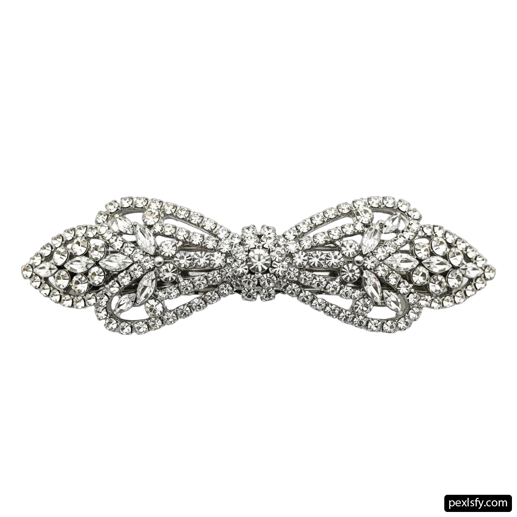 Silver brooch with a large bow on it png transparent background