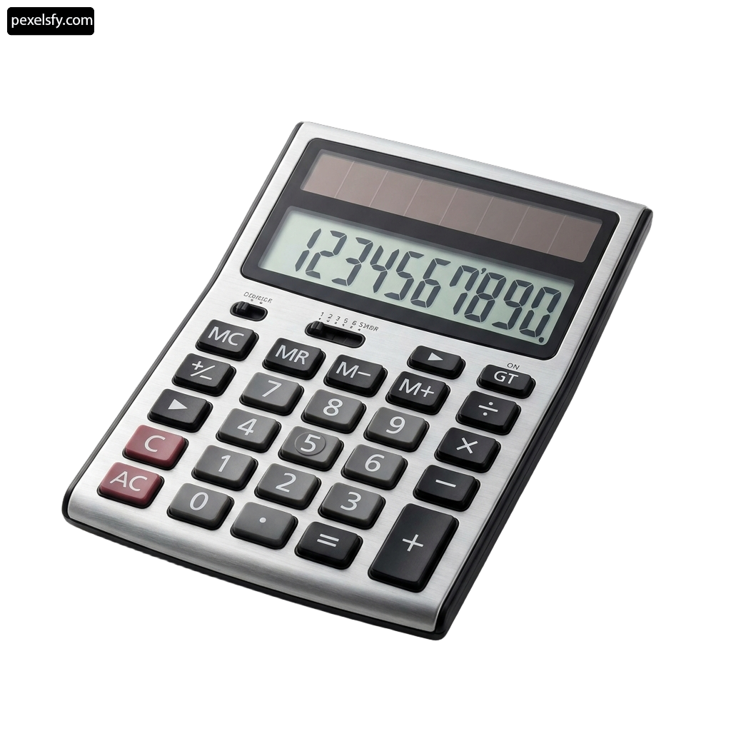 Silver calculator on a white background png transparent background