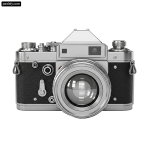 Silver camera with a white background png transparent background