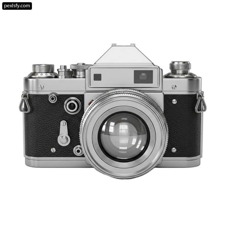 Silver camera with a white background png transparent background