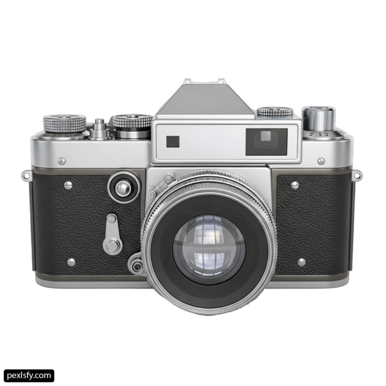 Silver camera with a white background png transparent background