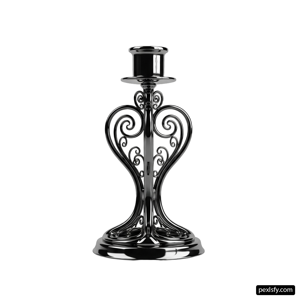 Silver candlestick on a white background png transparent background