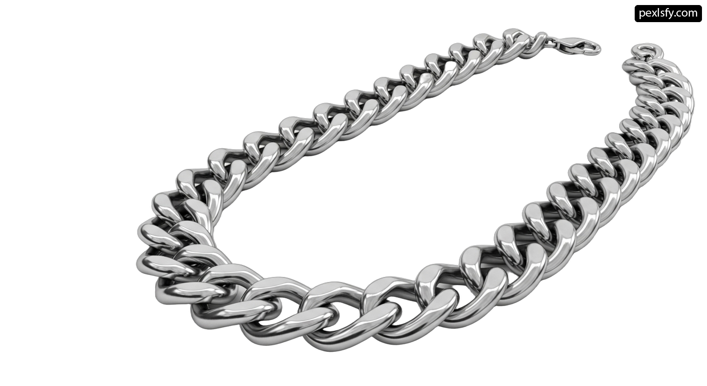 Silver chain bracelet on a white background png transparent background