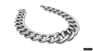 Silver chain necklace on a white background png transparent background