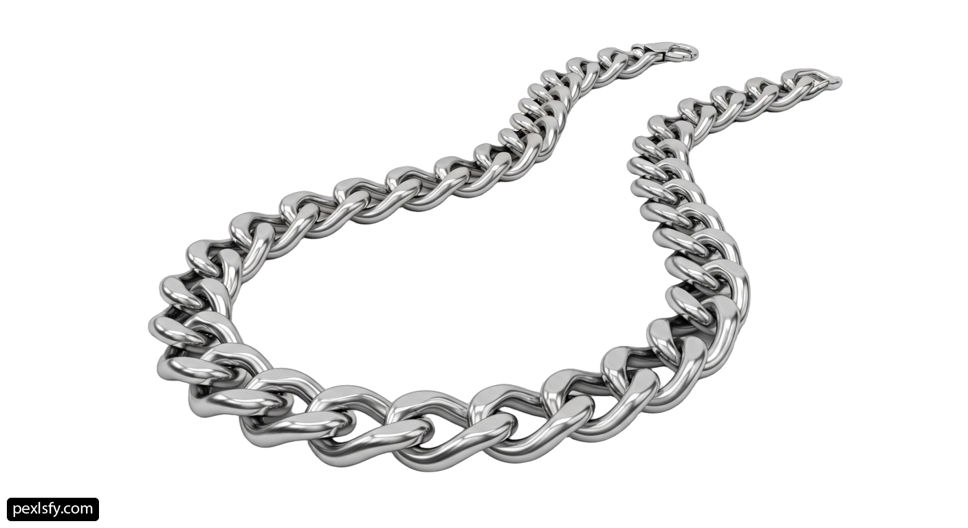 Silver chain on a white background png transparent background