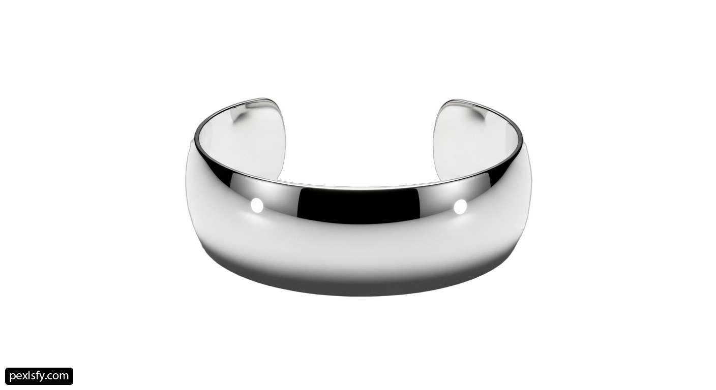 Silver cuff with a black stripe on it png transparent background