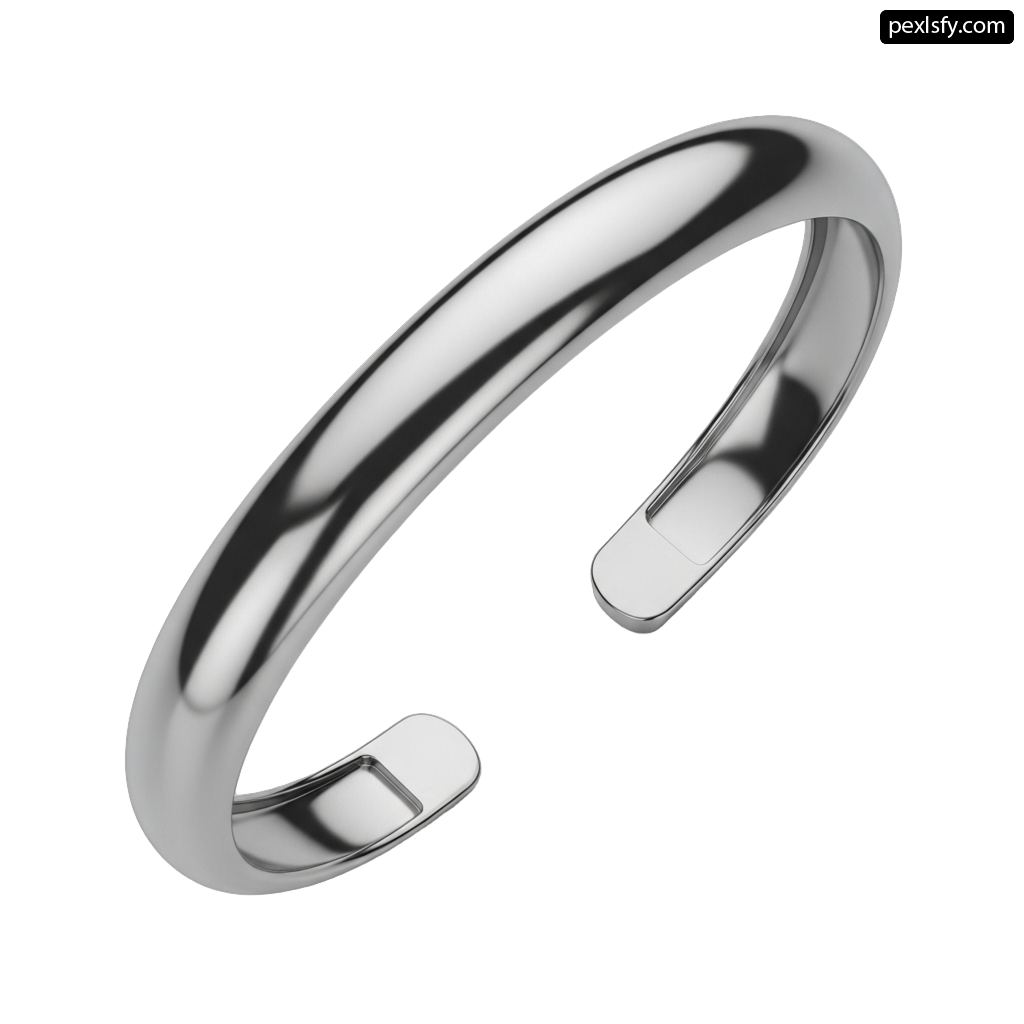 Silver cuff with a magnetic clasp on it png transparent background