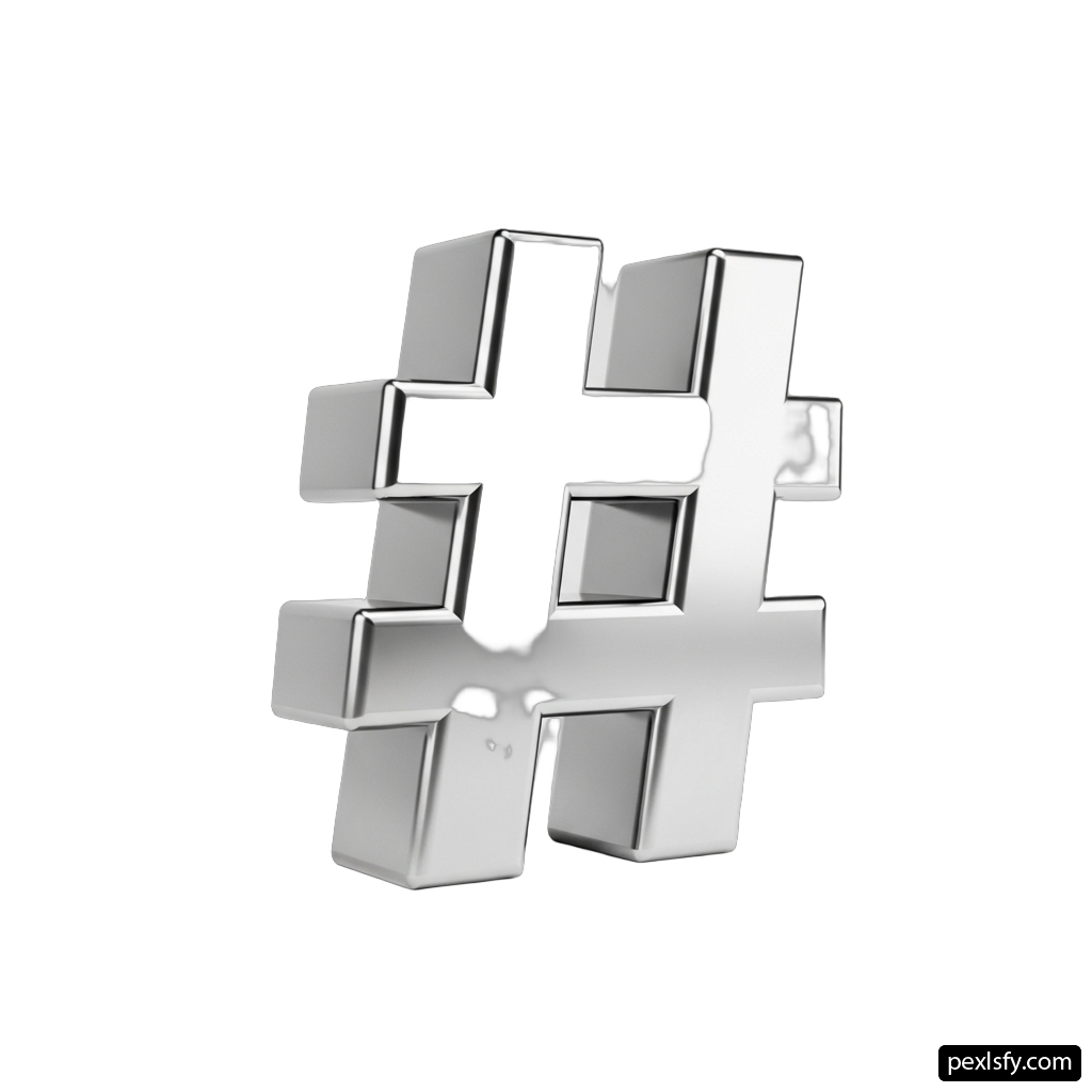 Silver hash sign on a white background png transparent background