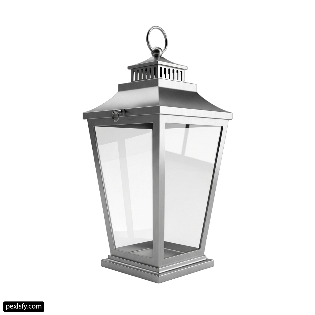 Silver lantern on a white background png transparent background