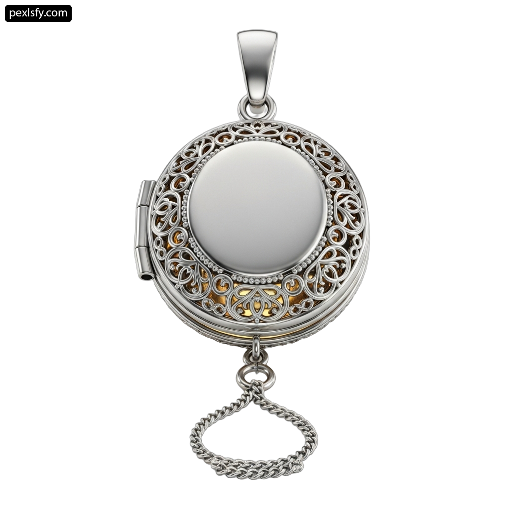 Silver locke with a chain around it png transparent background