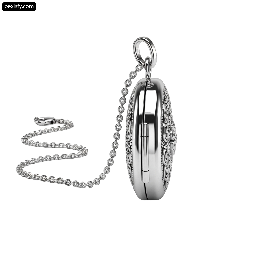 Silver locke with a chain attached to it png transparent background