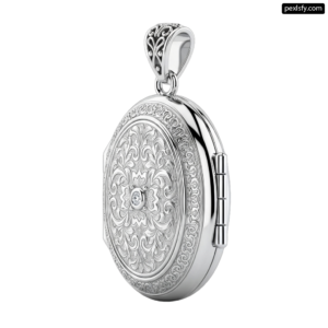 Silver locke with a diamond in the center png transparent background