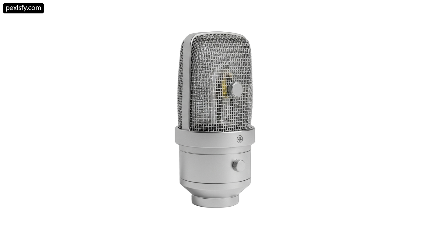 Silver microphone on a white background png transparent background