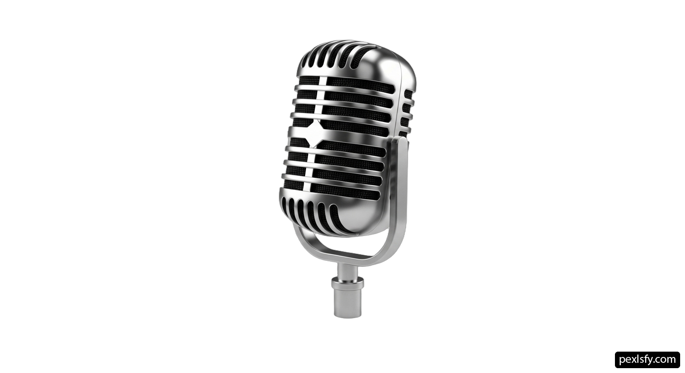 Silver microphone on a white background png transparent background