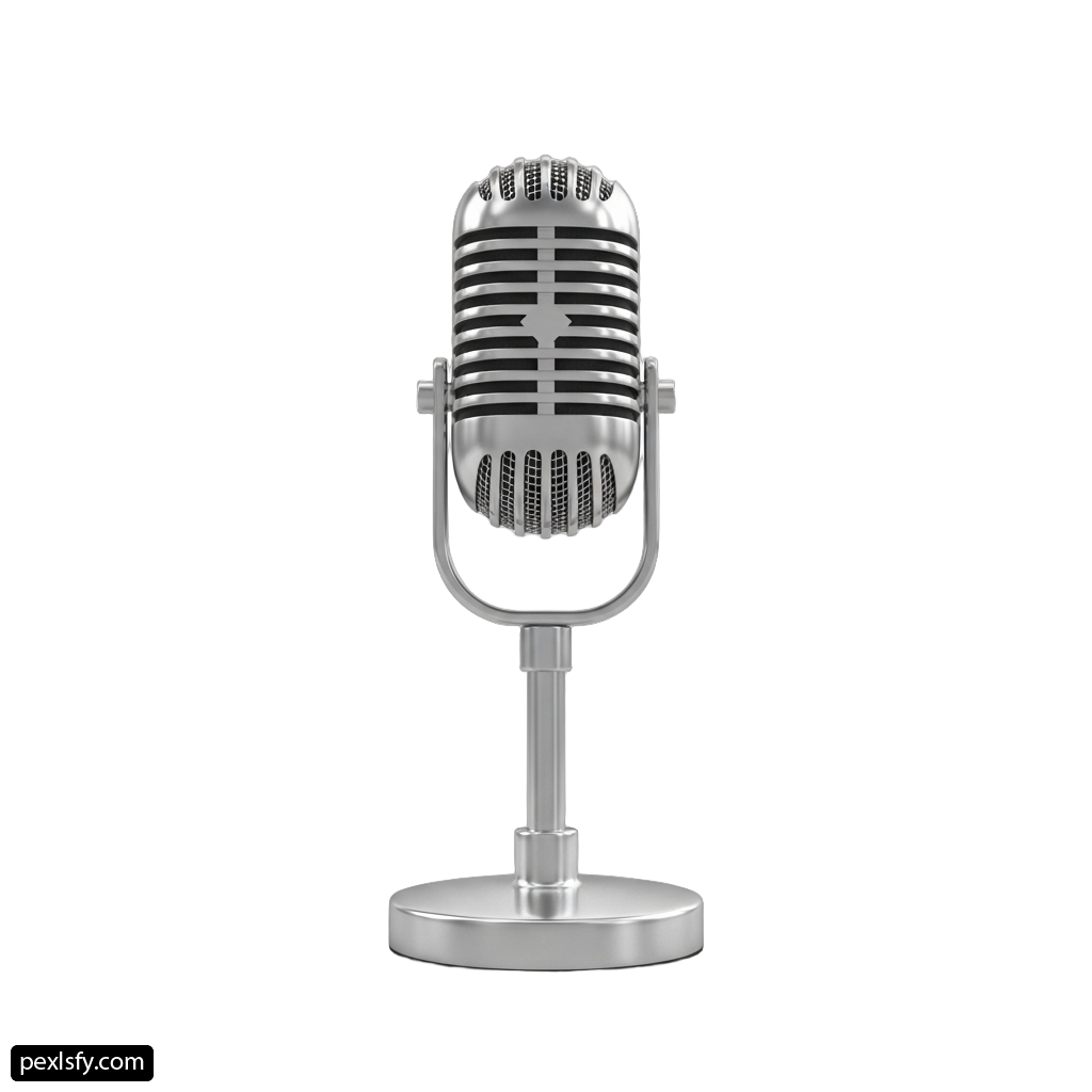 Silver microphone on a white background png transparent background