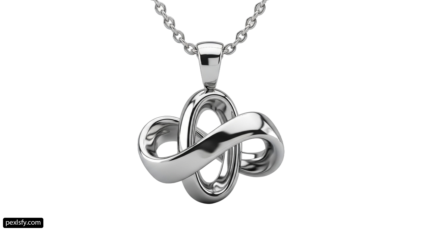 Silver pendant with an infinity symbol on a chain png transparent background