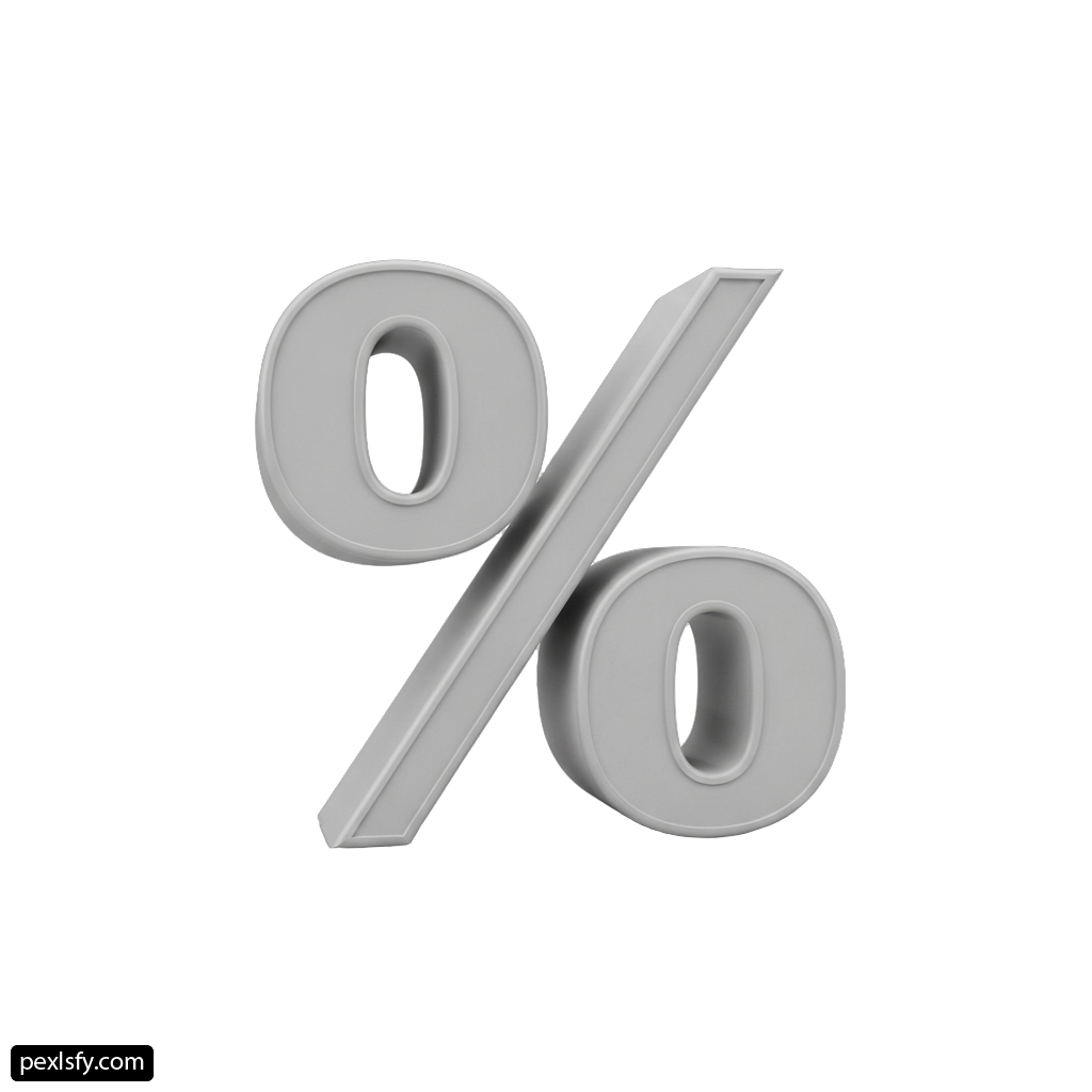 Silver percent sign on a white background png transparent background