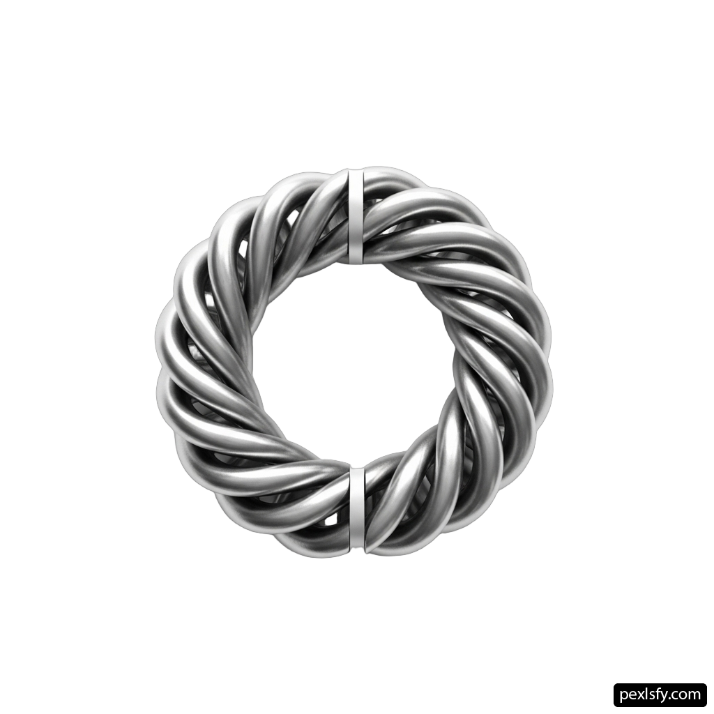 Silver ring with a twisted design on it png transparent background