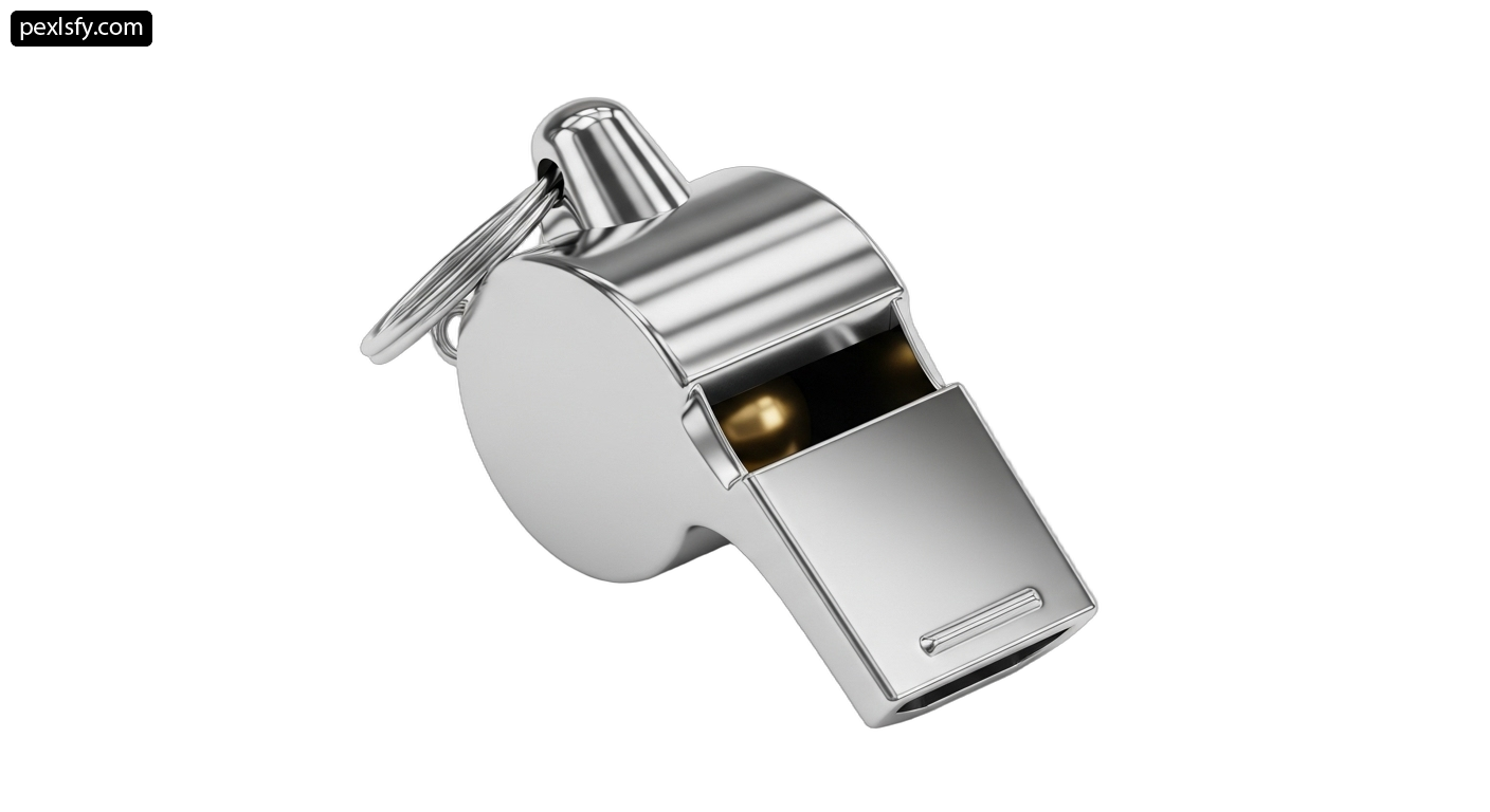 Silver whistle on a white background png transparent background