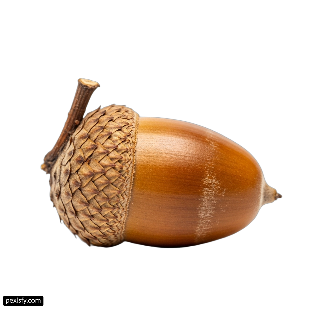 Single acorn on a white background png transparent background