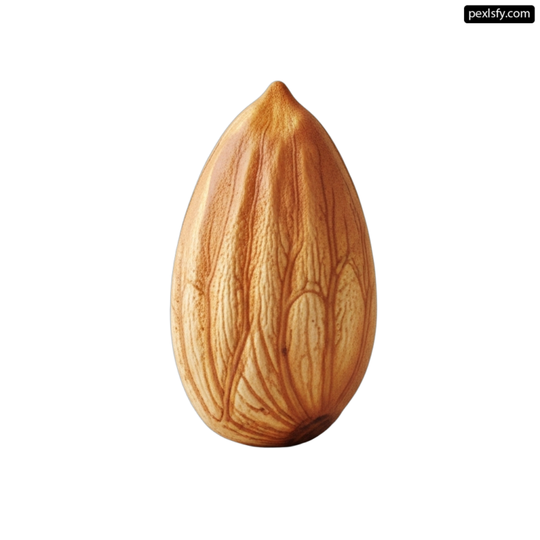 Single almond on a white background png transparent background