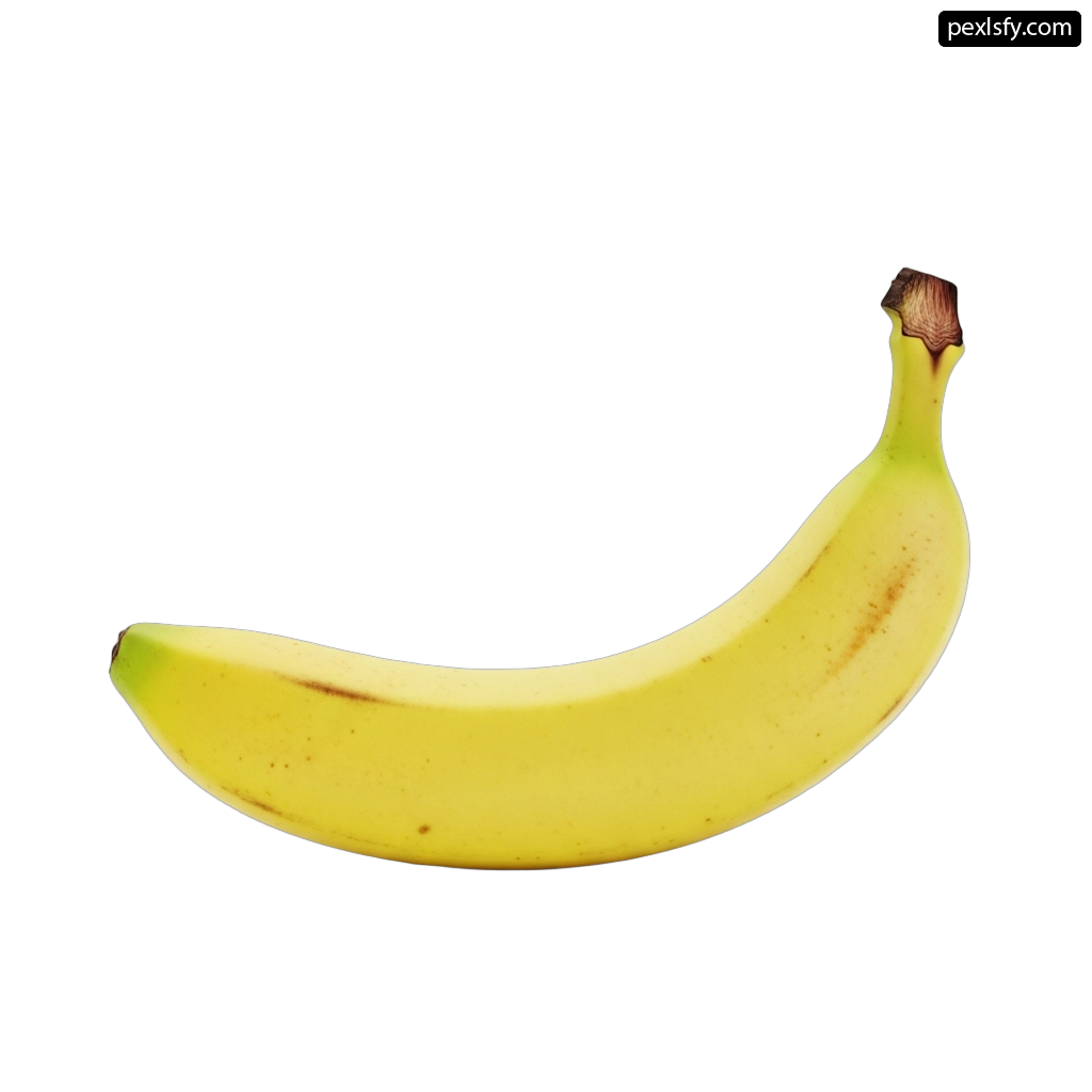 Single banana on a white background png transparent background