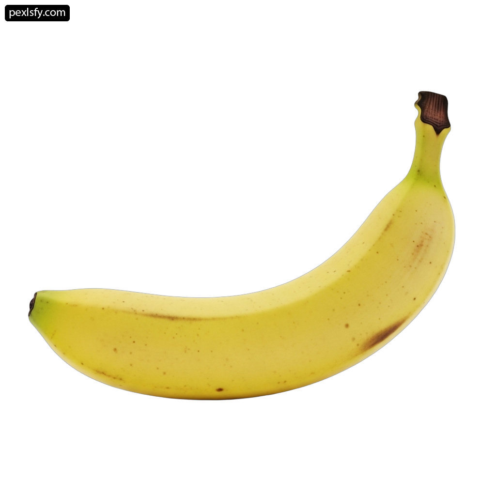 Single banana on a white background png transparent background