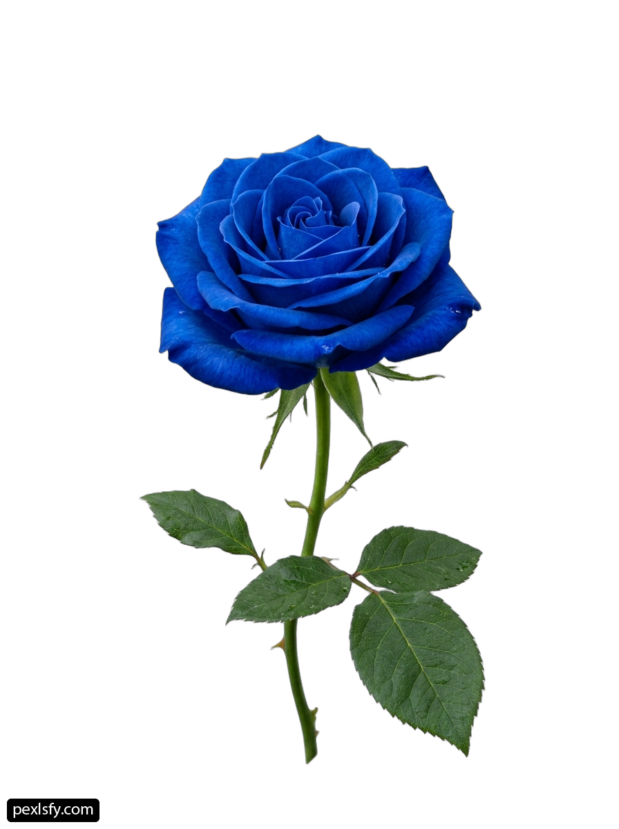 Single blue rose on a white background png transparent background