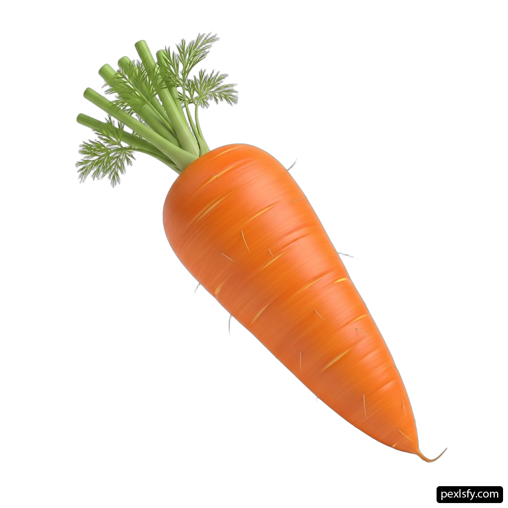 Single carrot with green leaves on a white background png transparent background