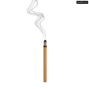 Single cigarette with smoke coming out of it png transparent background