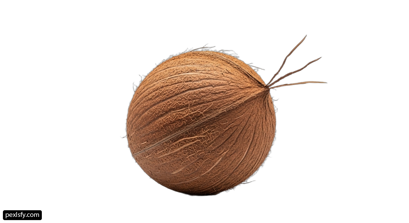 Single coconut on a white background png transparent background