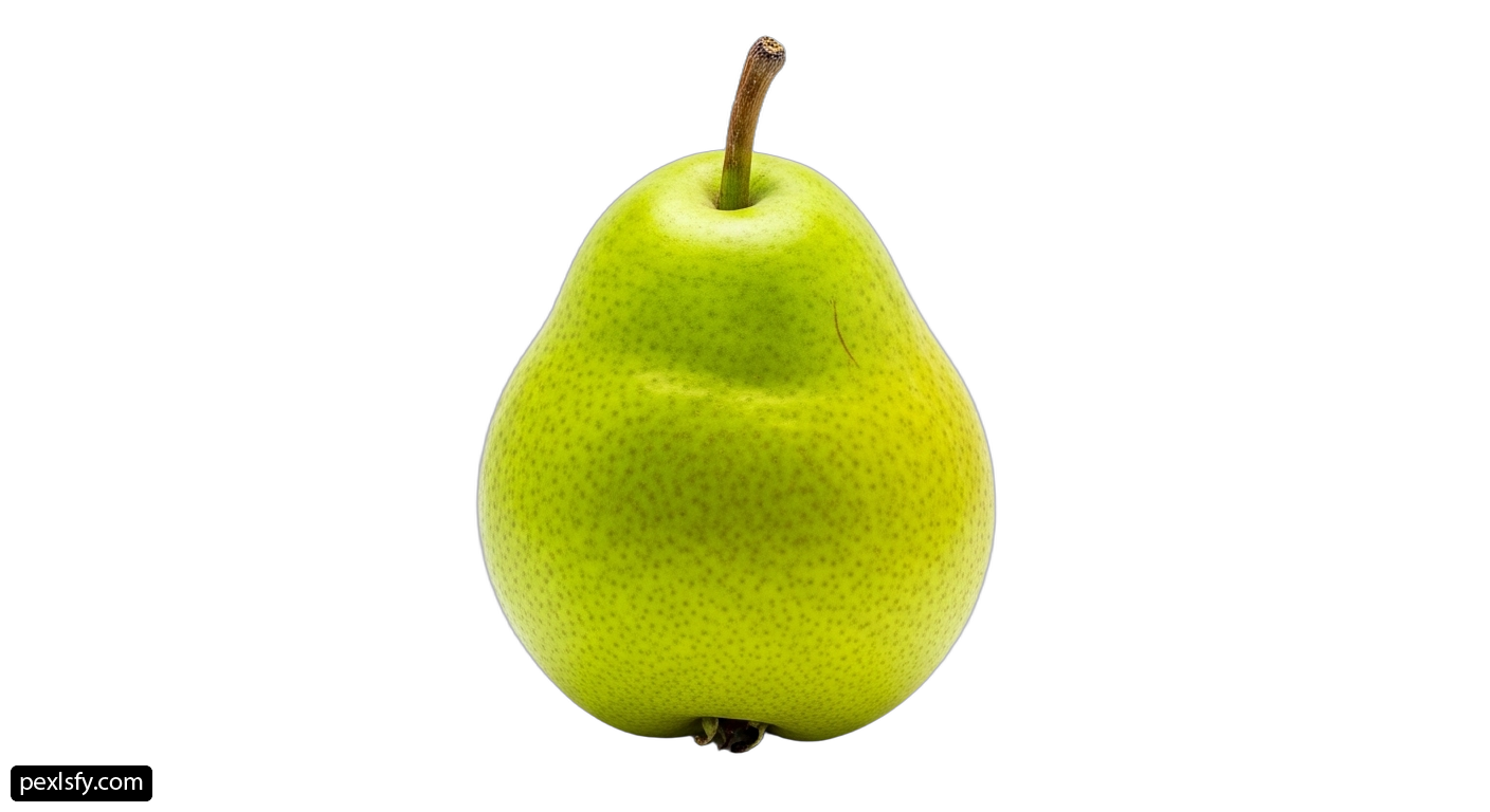 Single green pear on a white background png transparent background