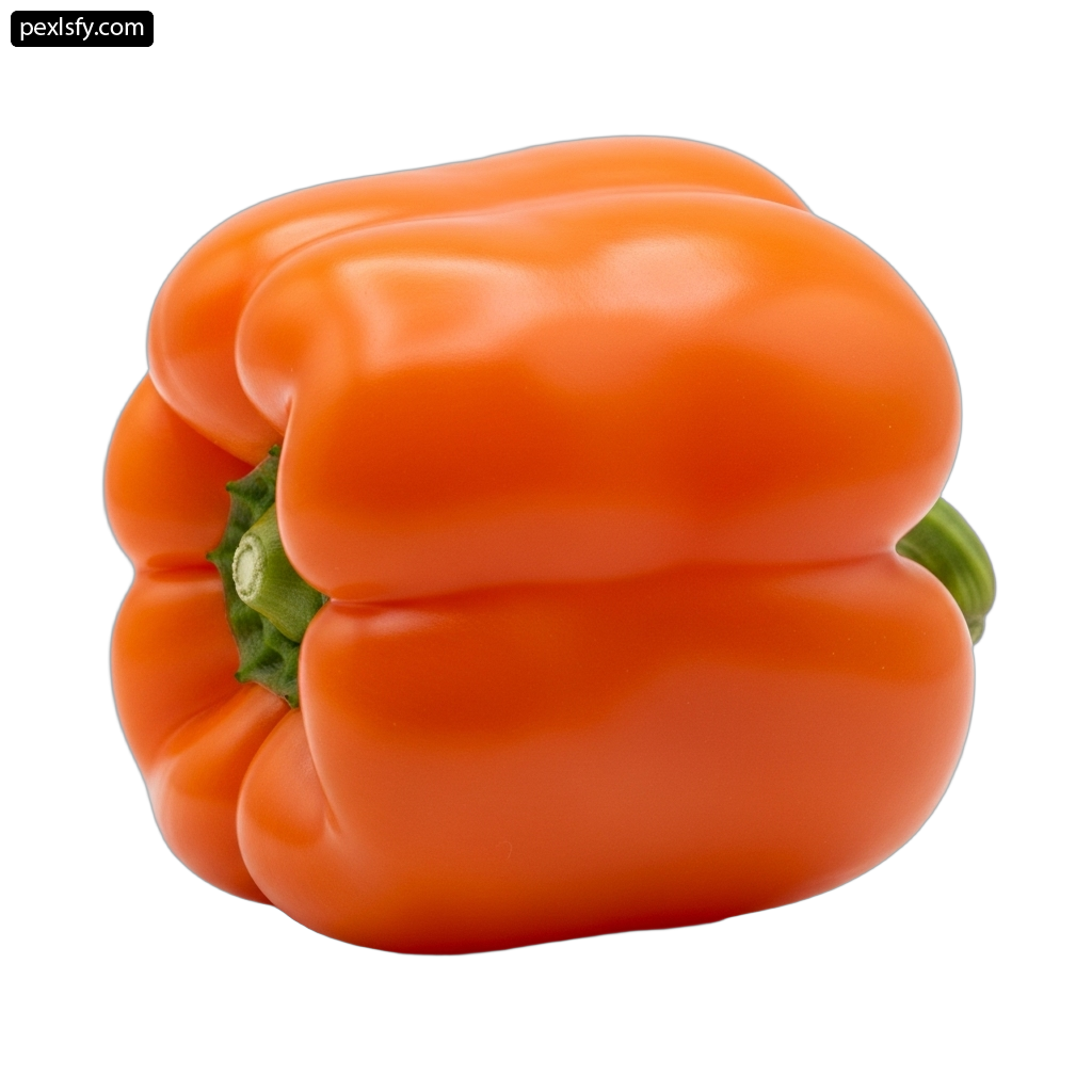 Single orange bell pepper on a white background png transparent background