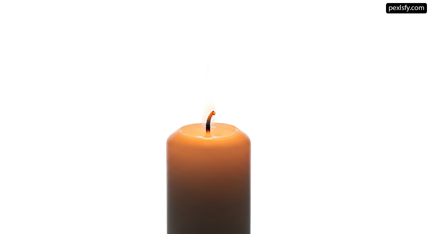 Single orange candle on a white background png transparent background