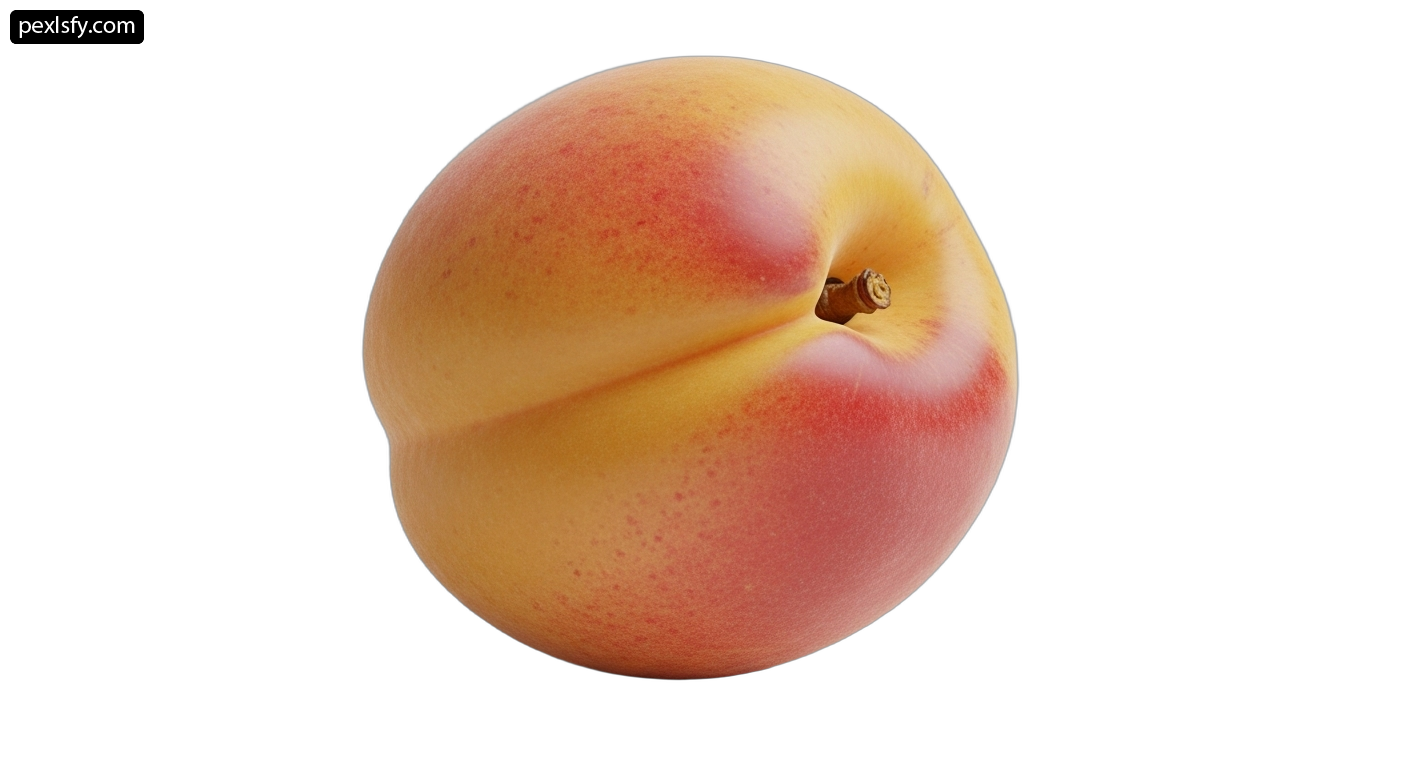 Single peach on a white background png transparent background