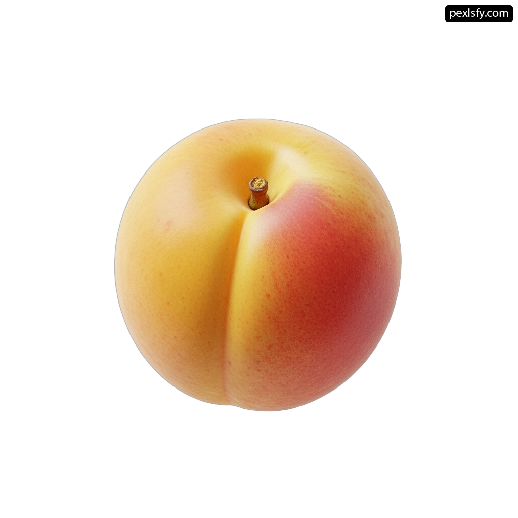 Single peach on a white background png transparent background