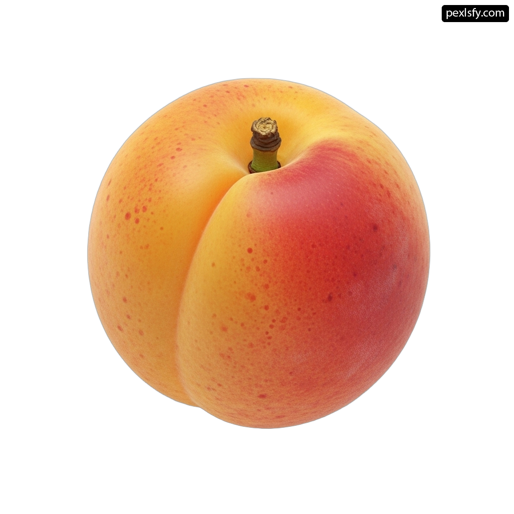 Single peach on a white background png transparent background