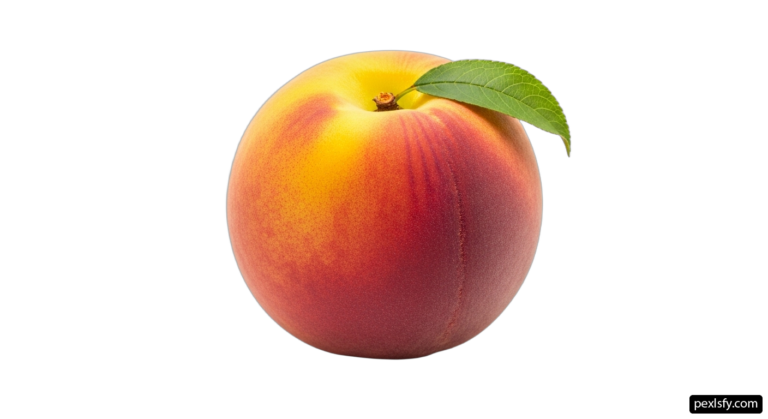 Single peach with a leaf on top of it png transparent background