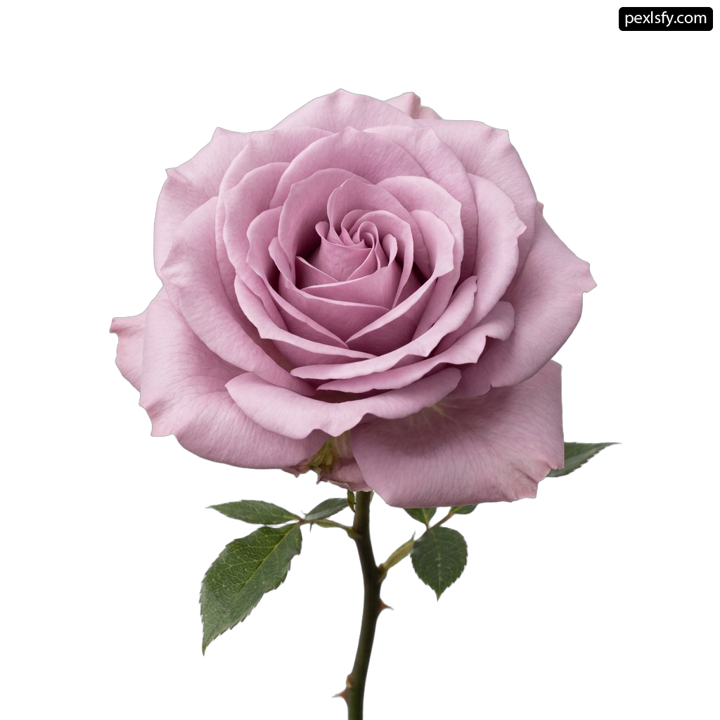 Single pink rose on a white background png transparent background