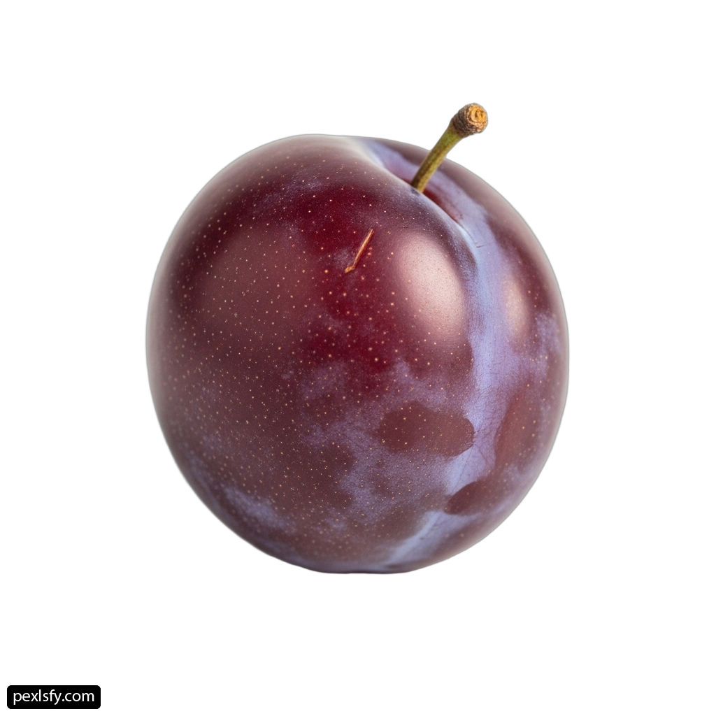 Single plum on a white background png transparent background