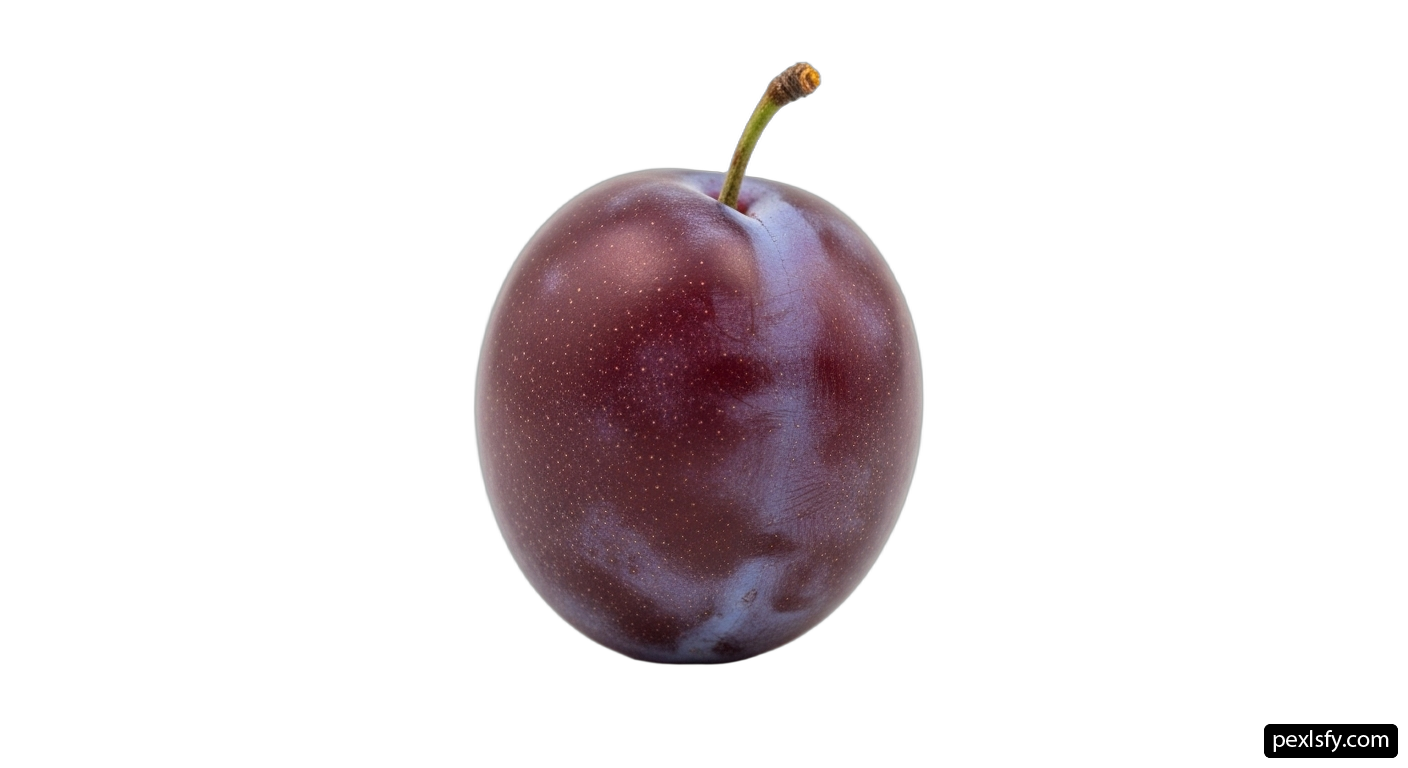 Single plum on a white background png transparent background