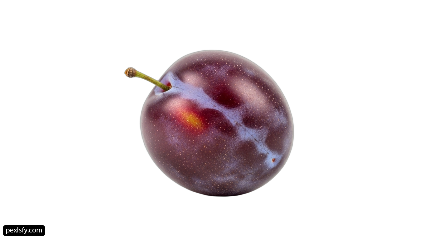 Single plum on a white background png transparent background