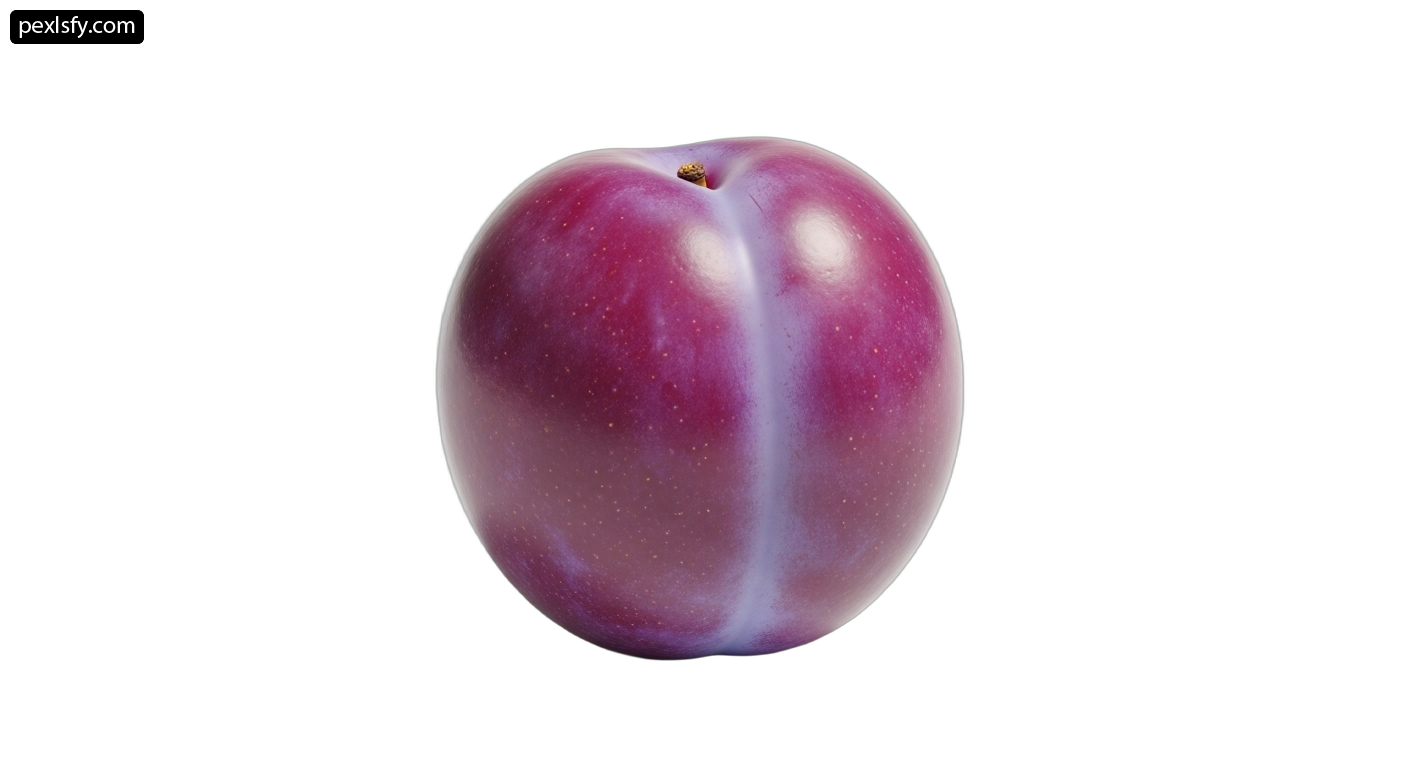 Single purple plum on a white background png transparent background