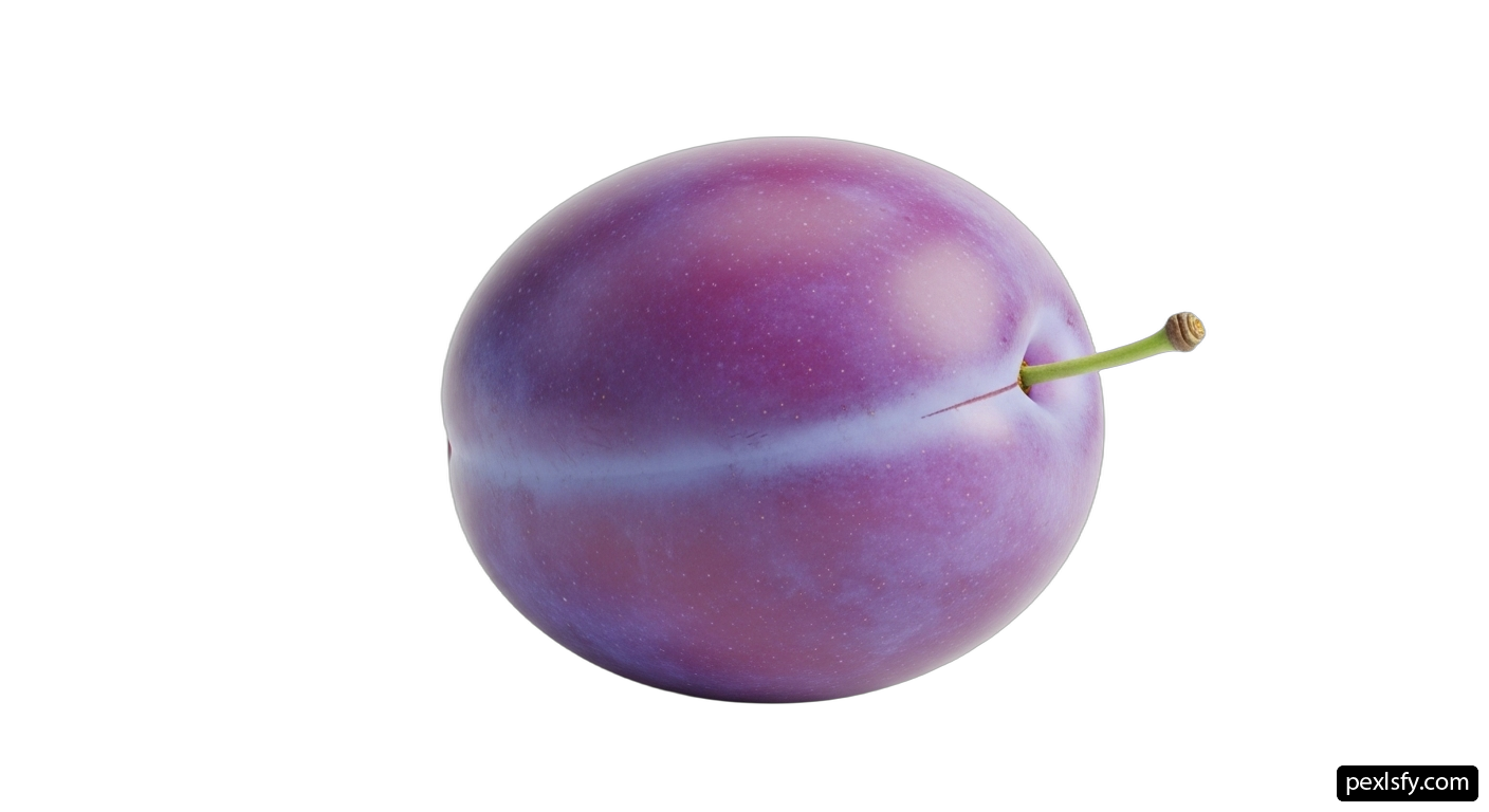 Single purple plum on a white background png transparent background